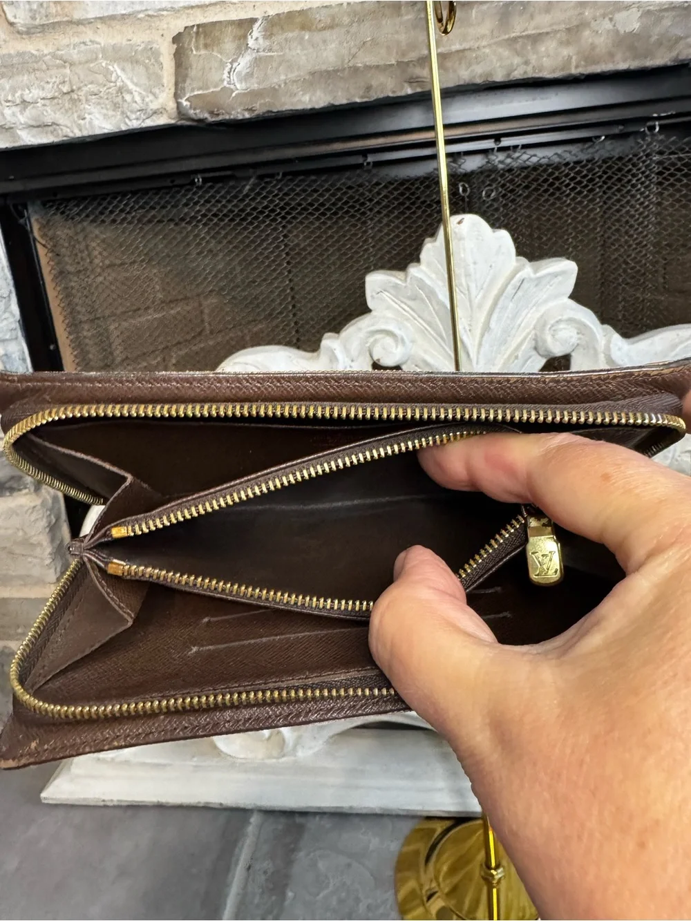 Louis Vuitton Damier Ebene All Around Zip Long Wallet with COA